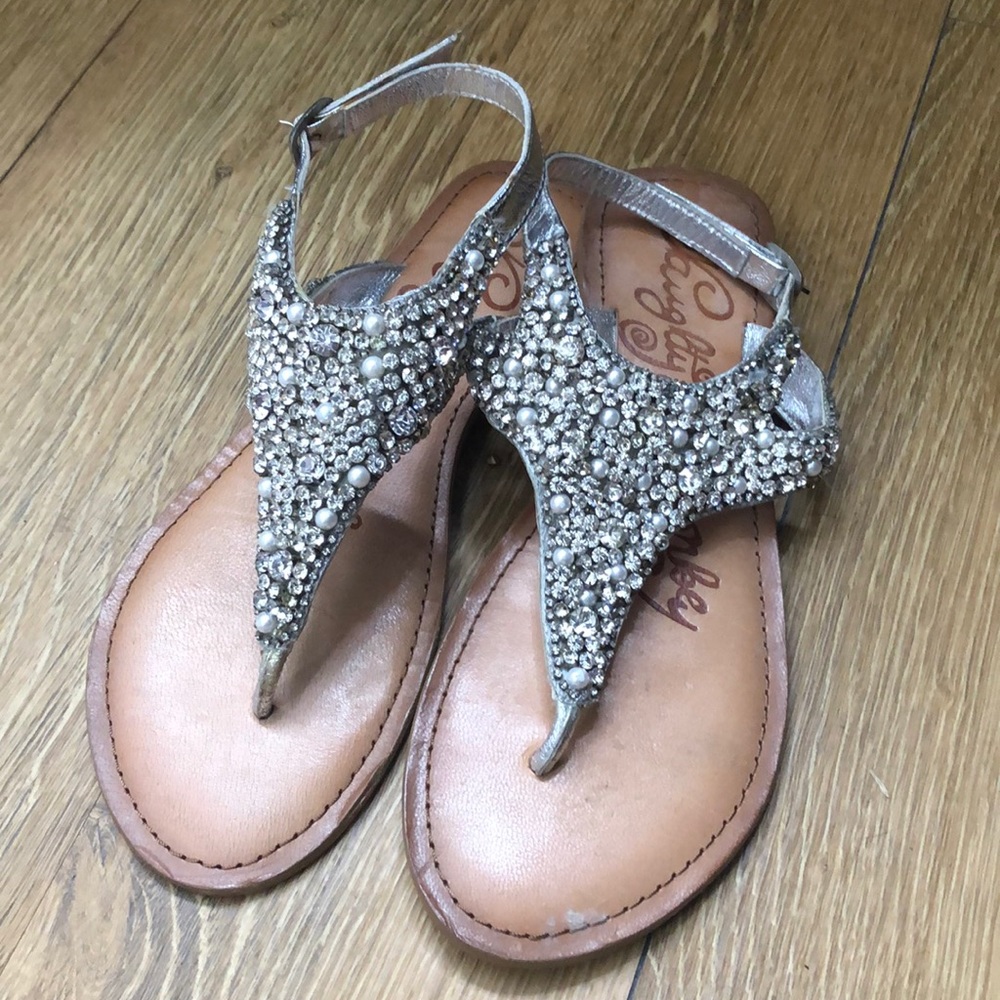 Pearl & Rhinestone Strap-On Sandals